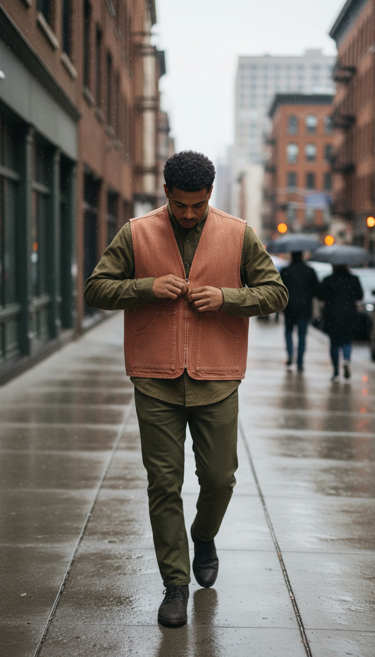 Utility Vest in Faded in Terracotta — view 3