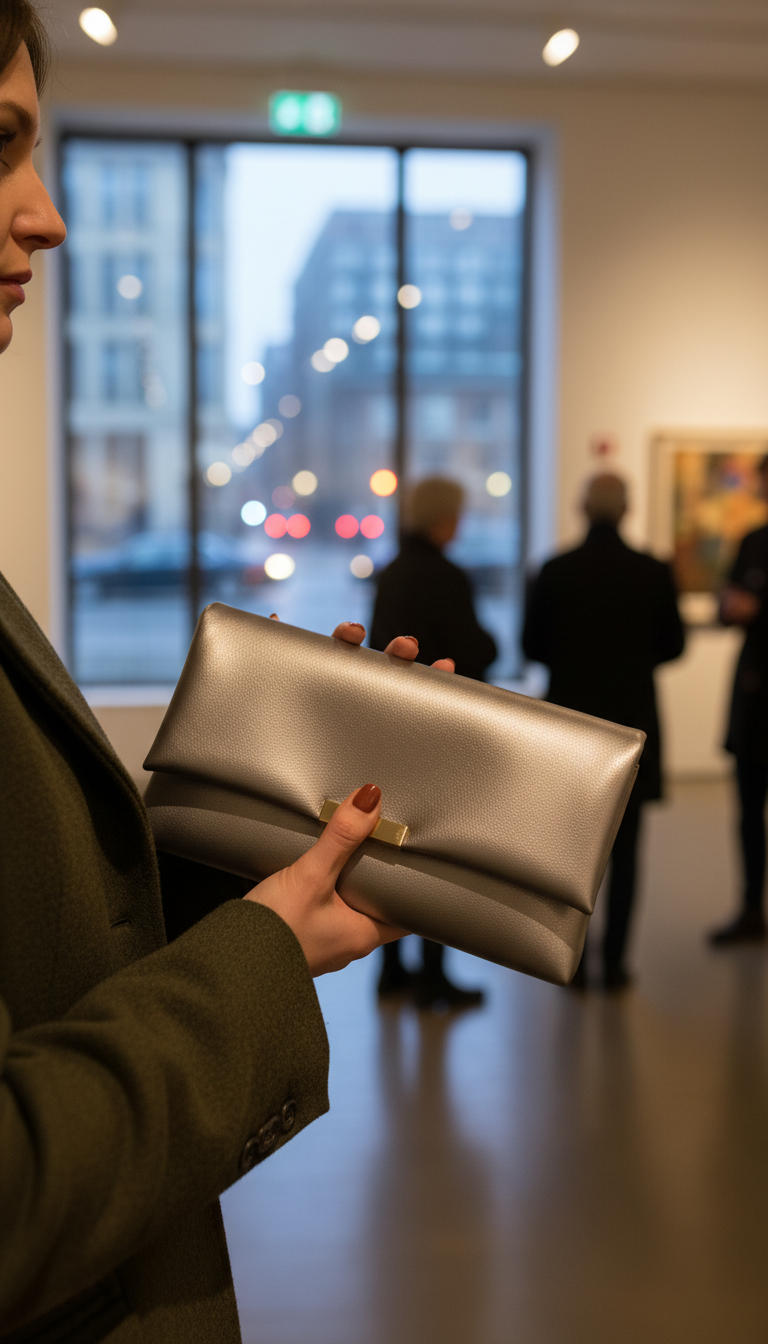 Metallic Leather Clutch Bag — view 3