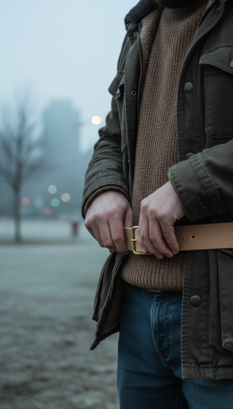 Raw Canvas Leather Belt in Natural — view 3