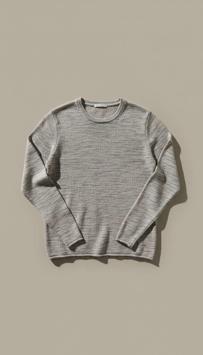 Modal Blend Knit Pullover with Drop Shoulder in Denim