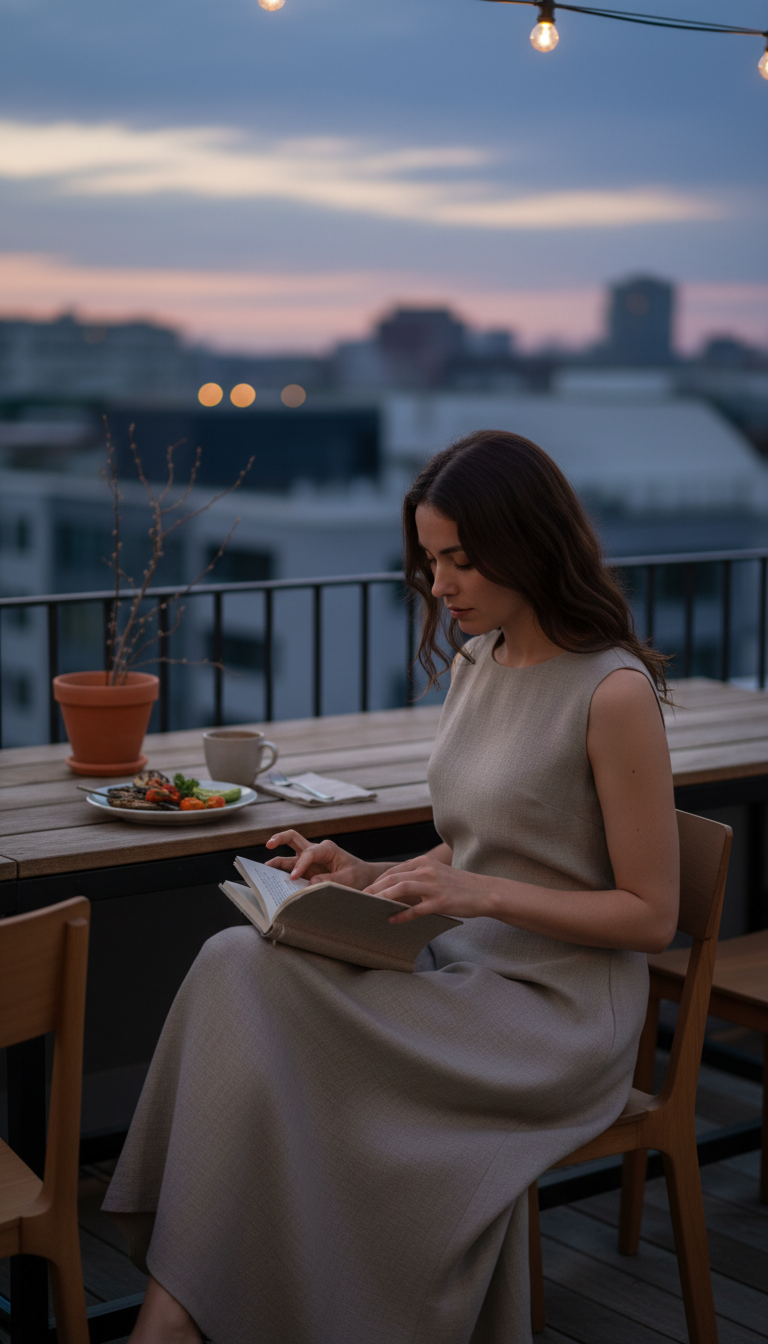 Warm Linen Dress in Grey — view 3