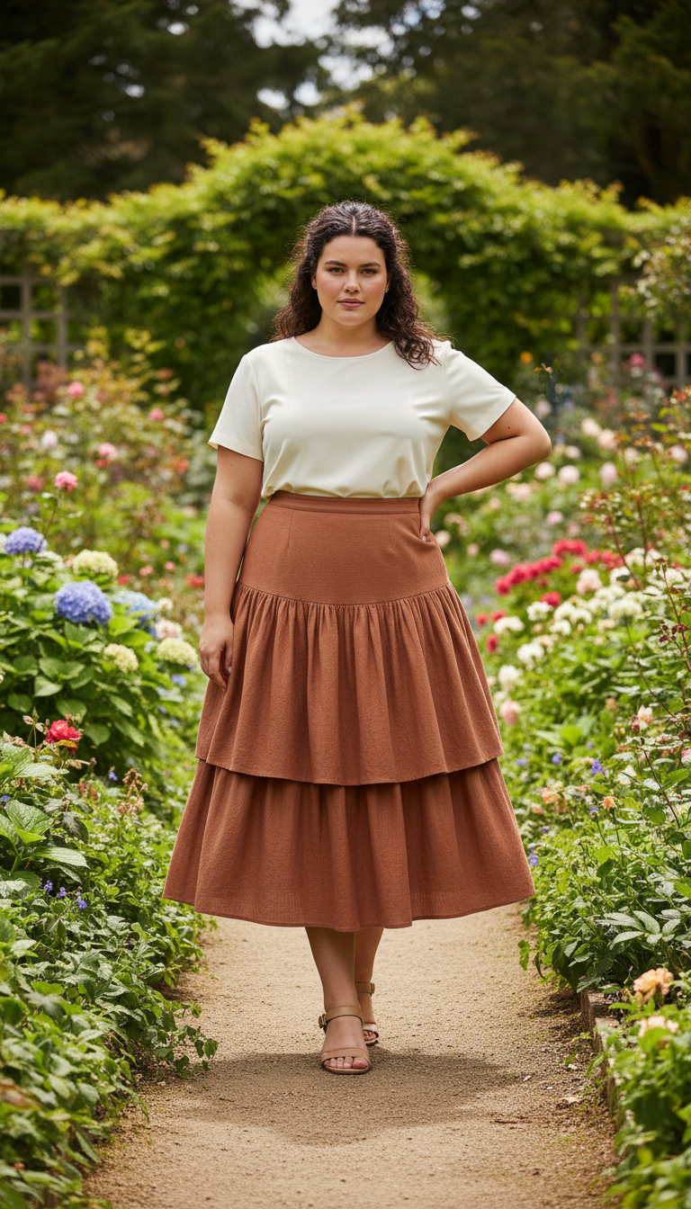 Layered Skirt in Terracotta — view 3
