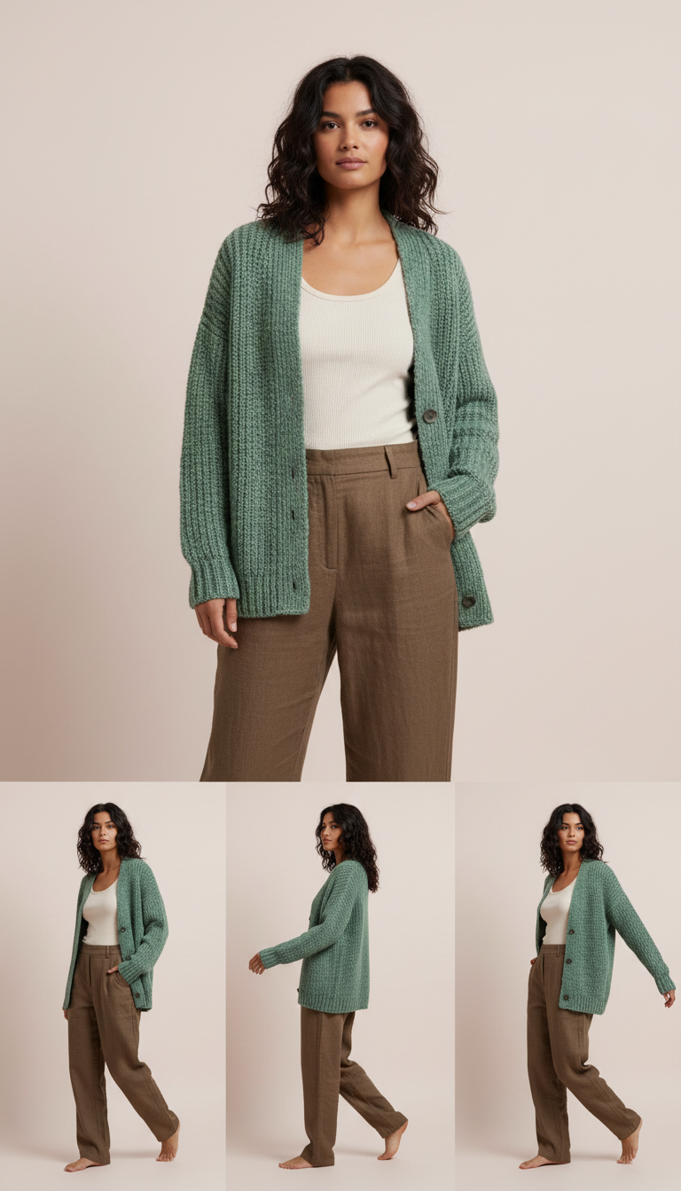 Relaxed Fit Cardigan in Moss Mint