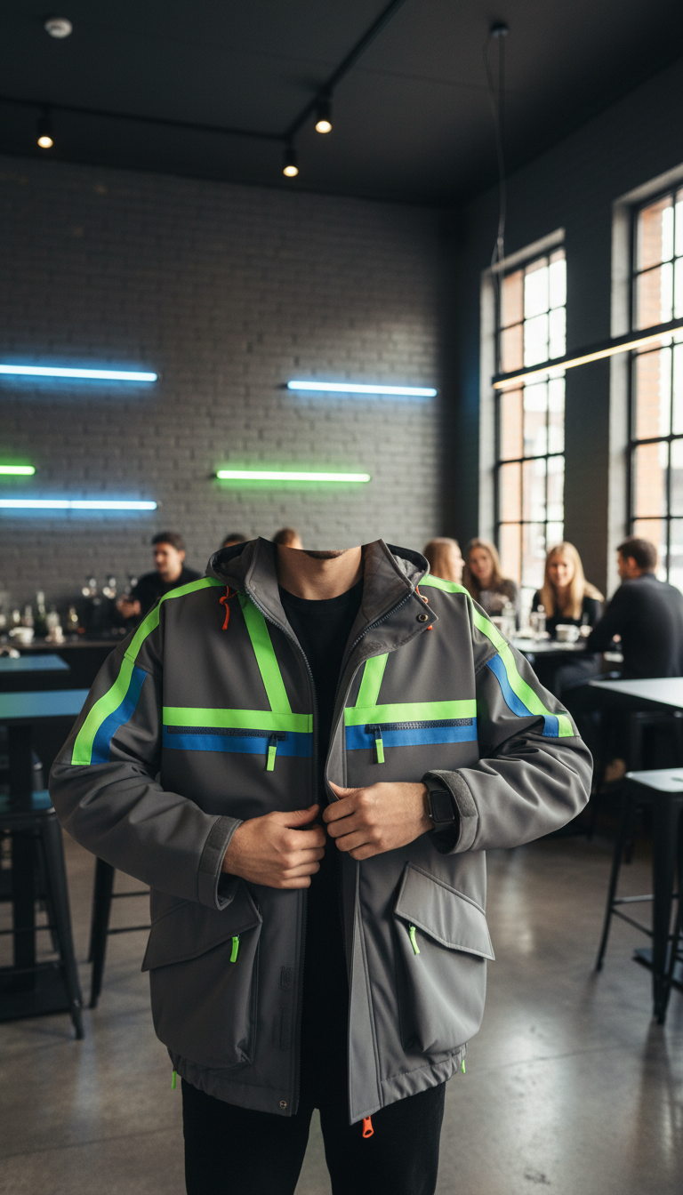 Oversized Technical Streetwear Jacket in White — view 3