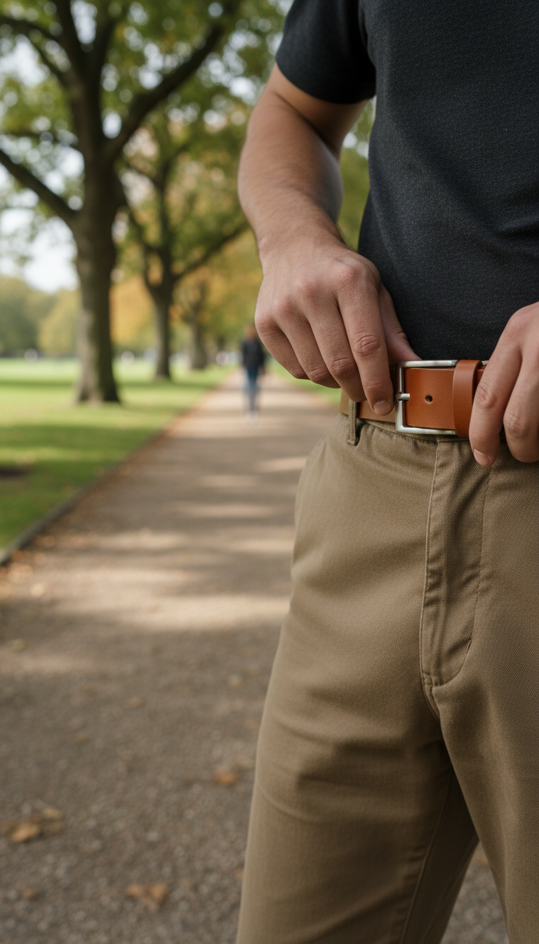 Italian Leather Belt in Cognac — view 3
