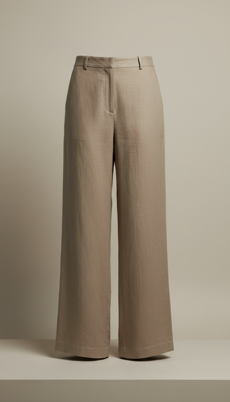 Linen Wide-leg Trousers in Clay Gray