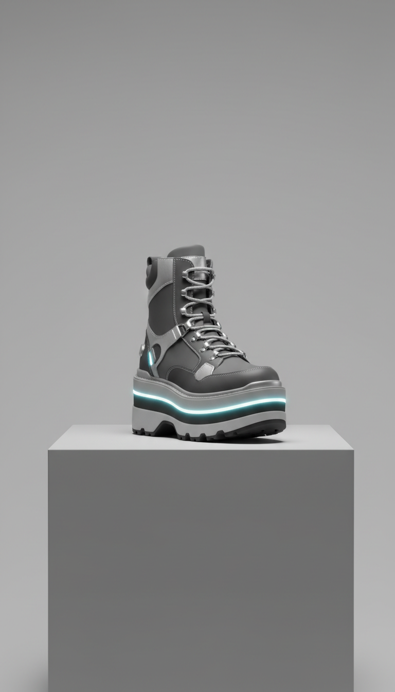 Celeste Float Platform Boot with Accents in Silver
