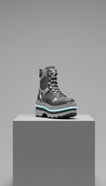 Celeste Float Platform Boot with Accents in Silver