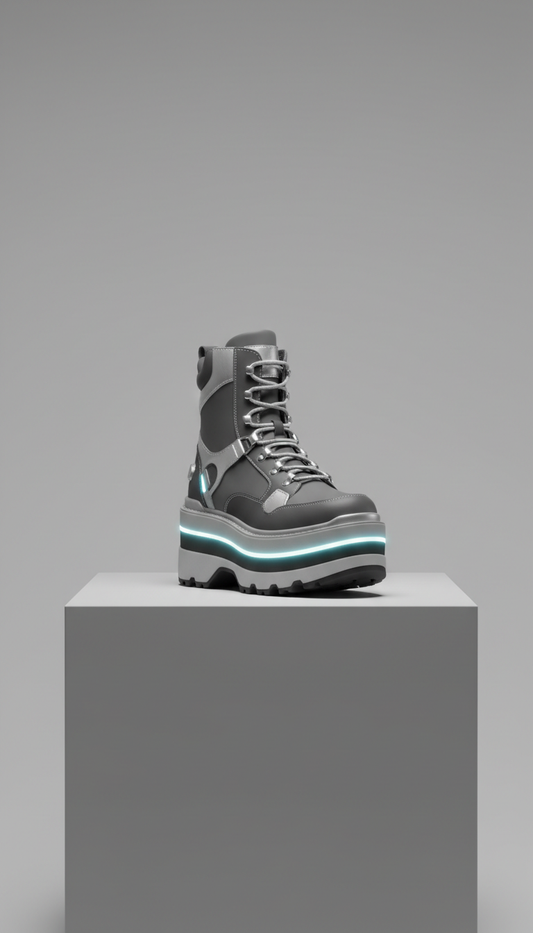 Celeste Float Platform Boot with Accents in Silver