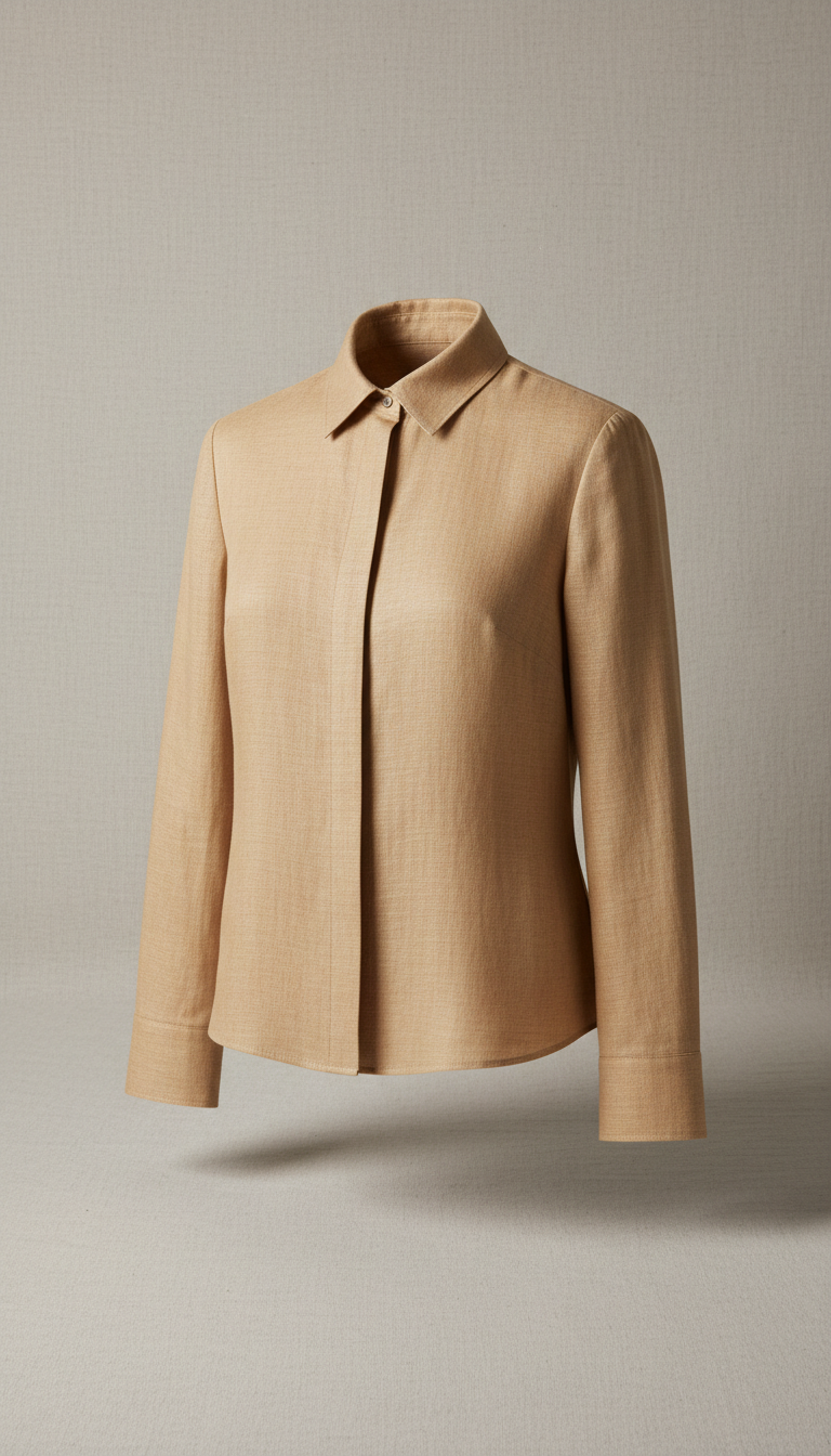 Warm Tailored Blouse in Sand