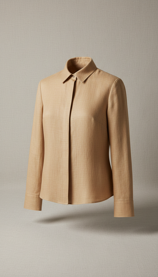 Warm Tailored Blouse in Sand