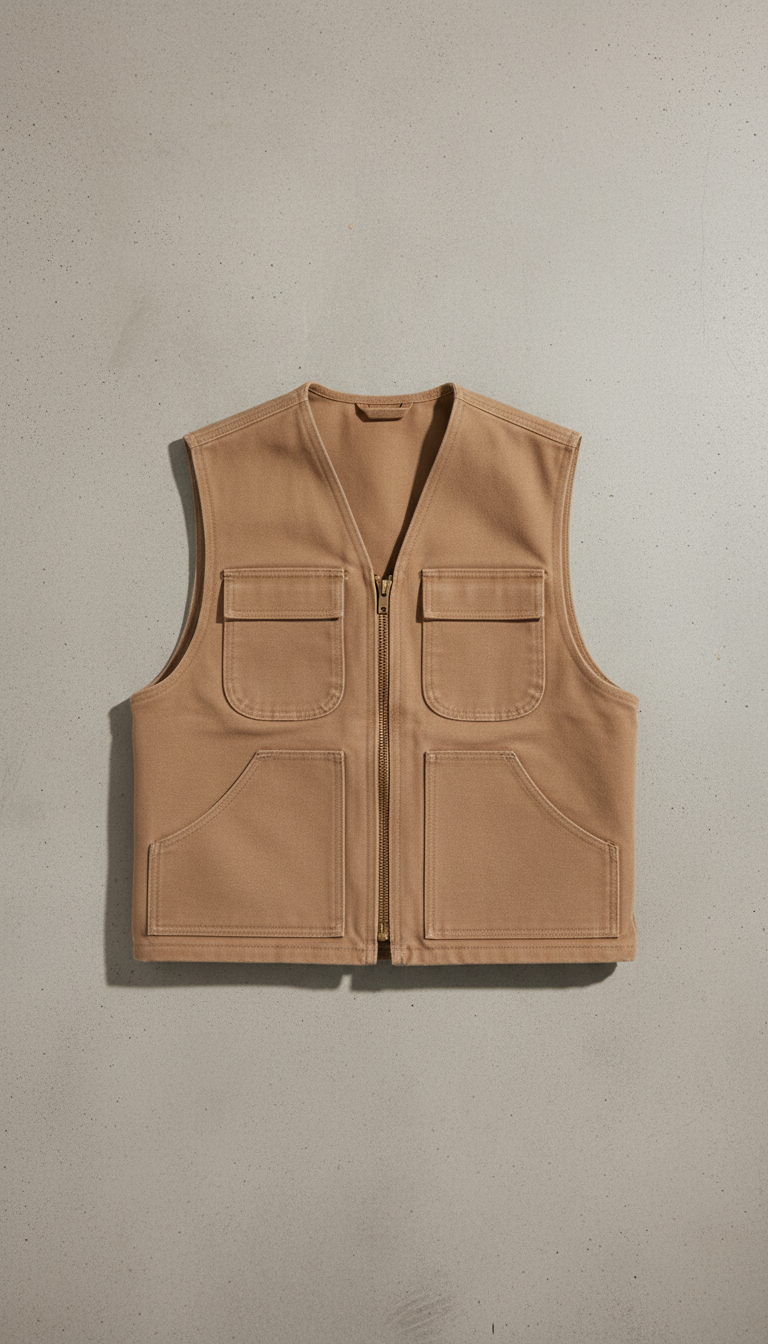 Canvas Work Vest in Sand