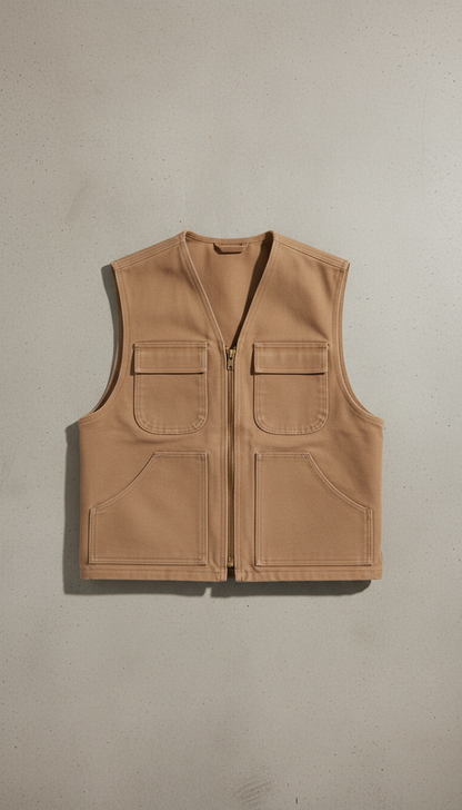 Canvas Work Vest in Sand