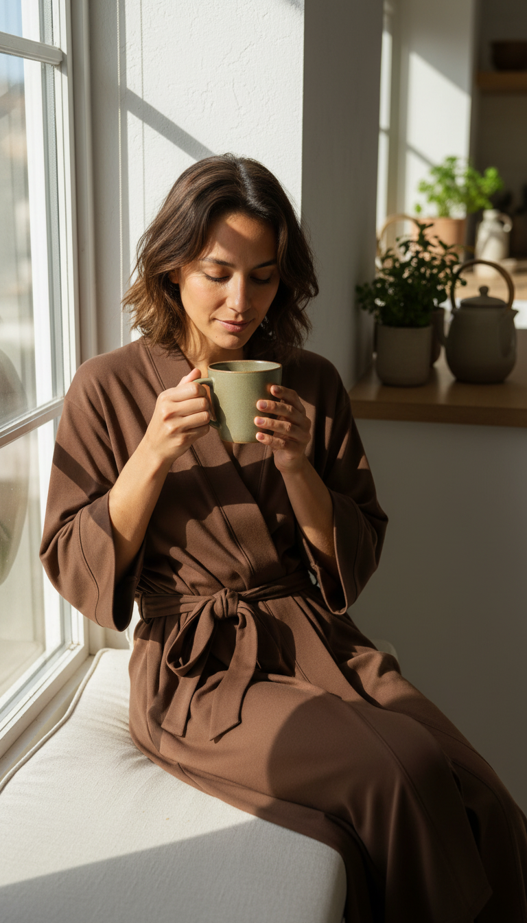 Modal Lounge Robe in Mocha — view 3