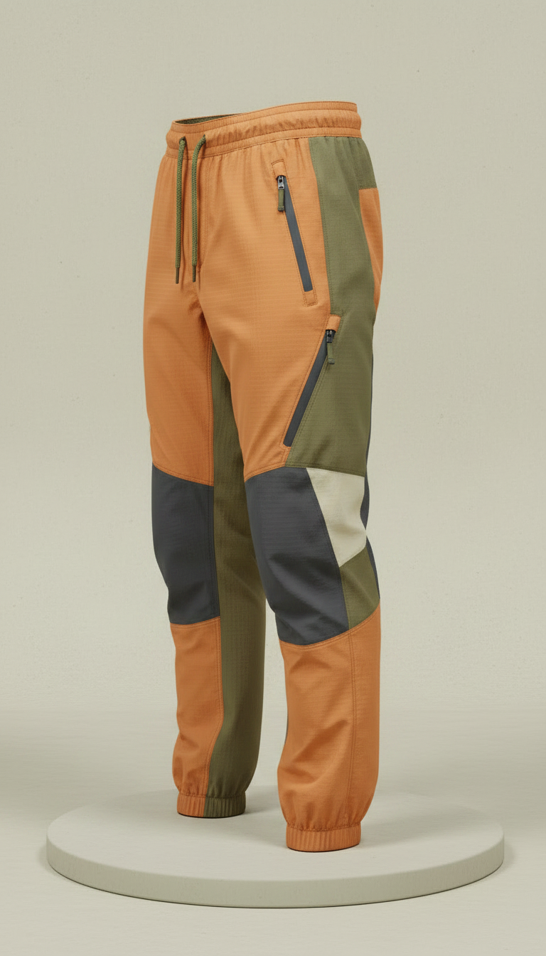 Muted Technical Joggers in Orange — view 2
