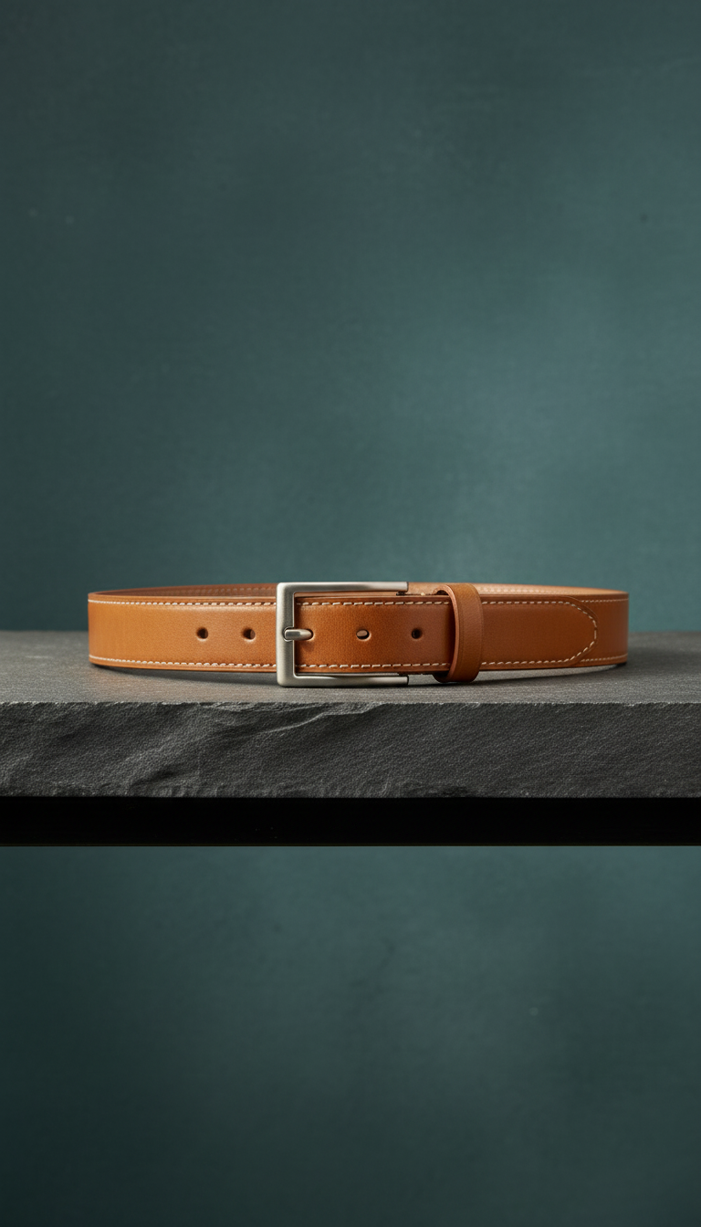 Minimalist Leather Belt with Matte Buckle — view 2