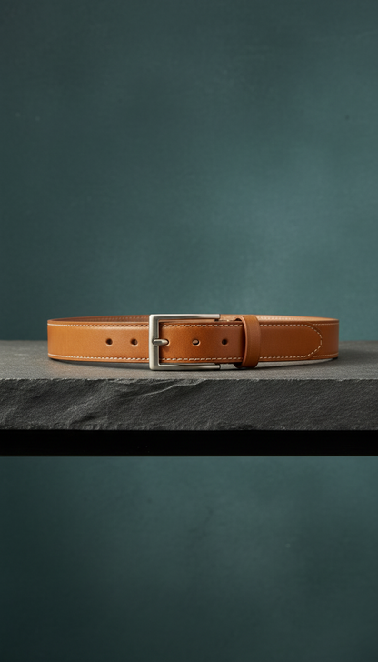 Minimalist Leather Belt with Matte Buckle — view 2