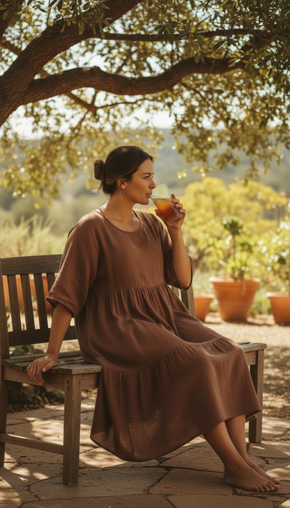 Cotton Dress in Clay — view 3