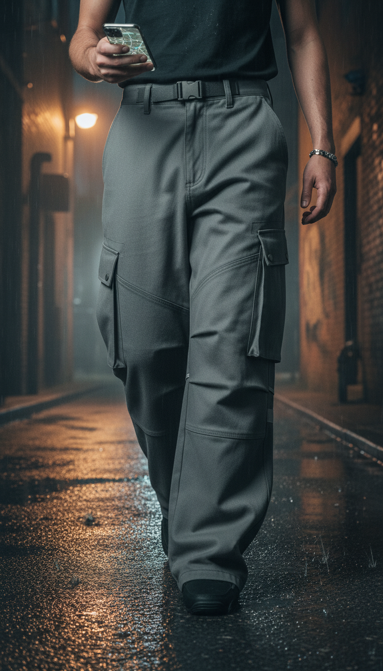 Oversized Cargo Pants in Grey — view 3