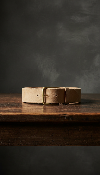 Raw Canvas Leather Belt in Natural — view 2