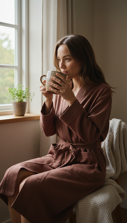 Bamboo Blend Robe in Rosewood — view 3