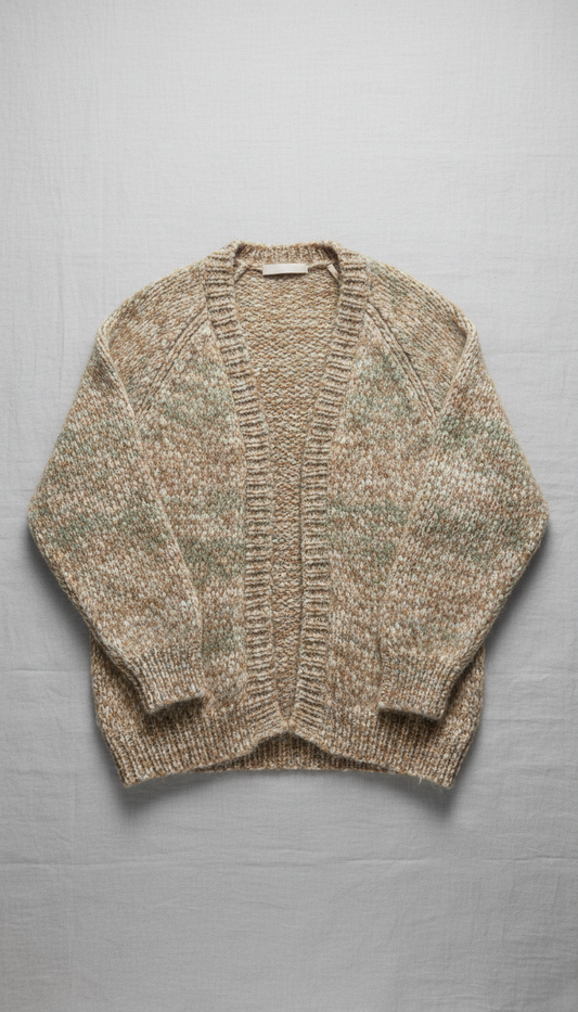Fiber Oversized Cardigan with Handwritten Note in Natural