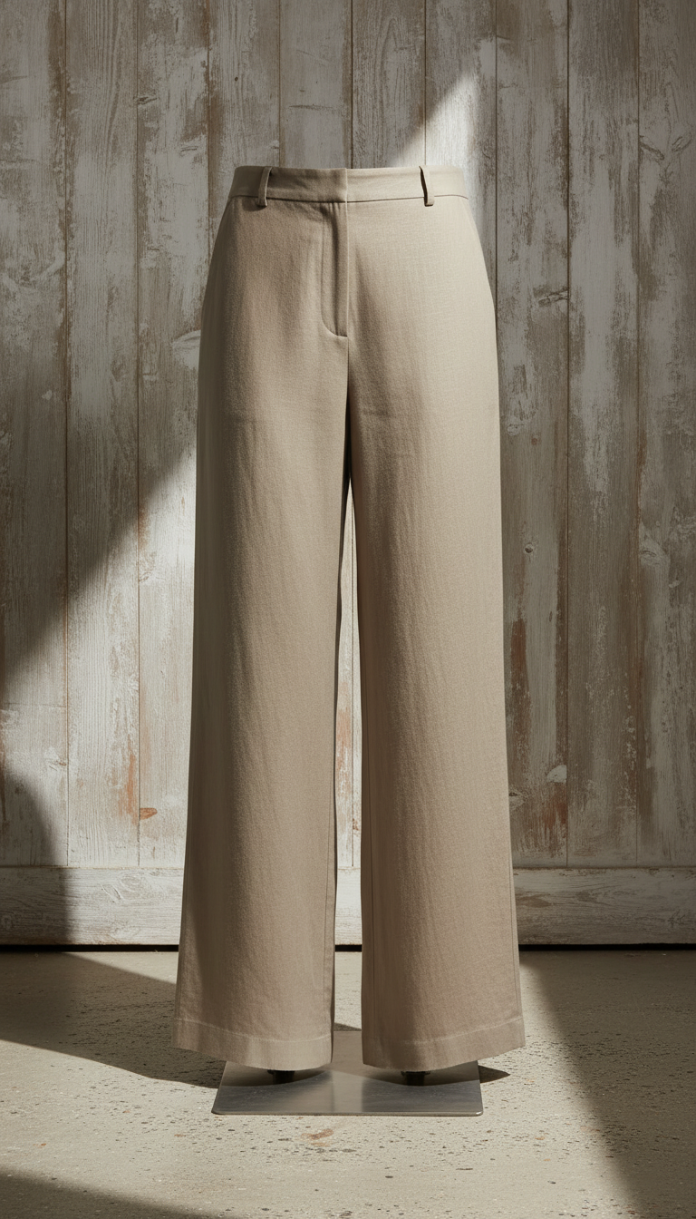 Linen Wide-leg Trousers in Clay Gray — view 2