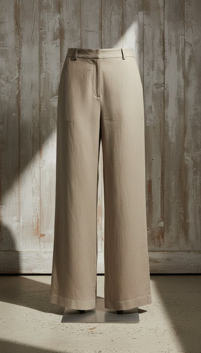 Linen Wide-leg Trousers in Clay Gray — view 2