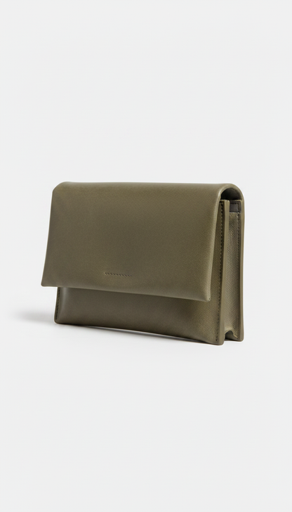 Concrete Leather Clutch in Olive — view 2