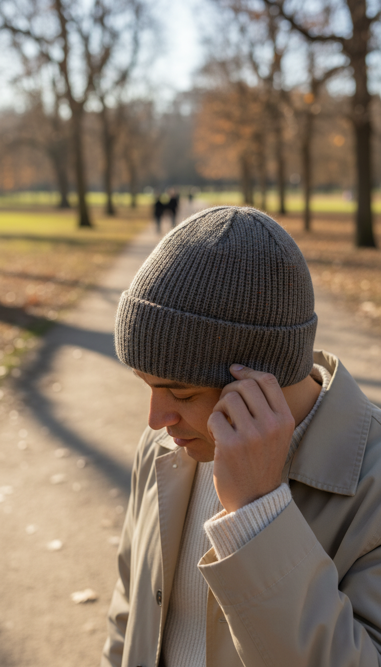 Knit Cap in Slate Brown — view 3