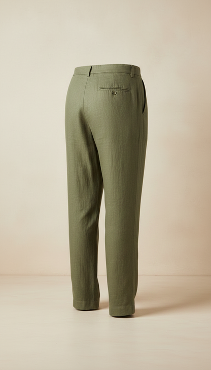 Linen Pants in Olive Green — view 2