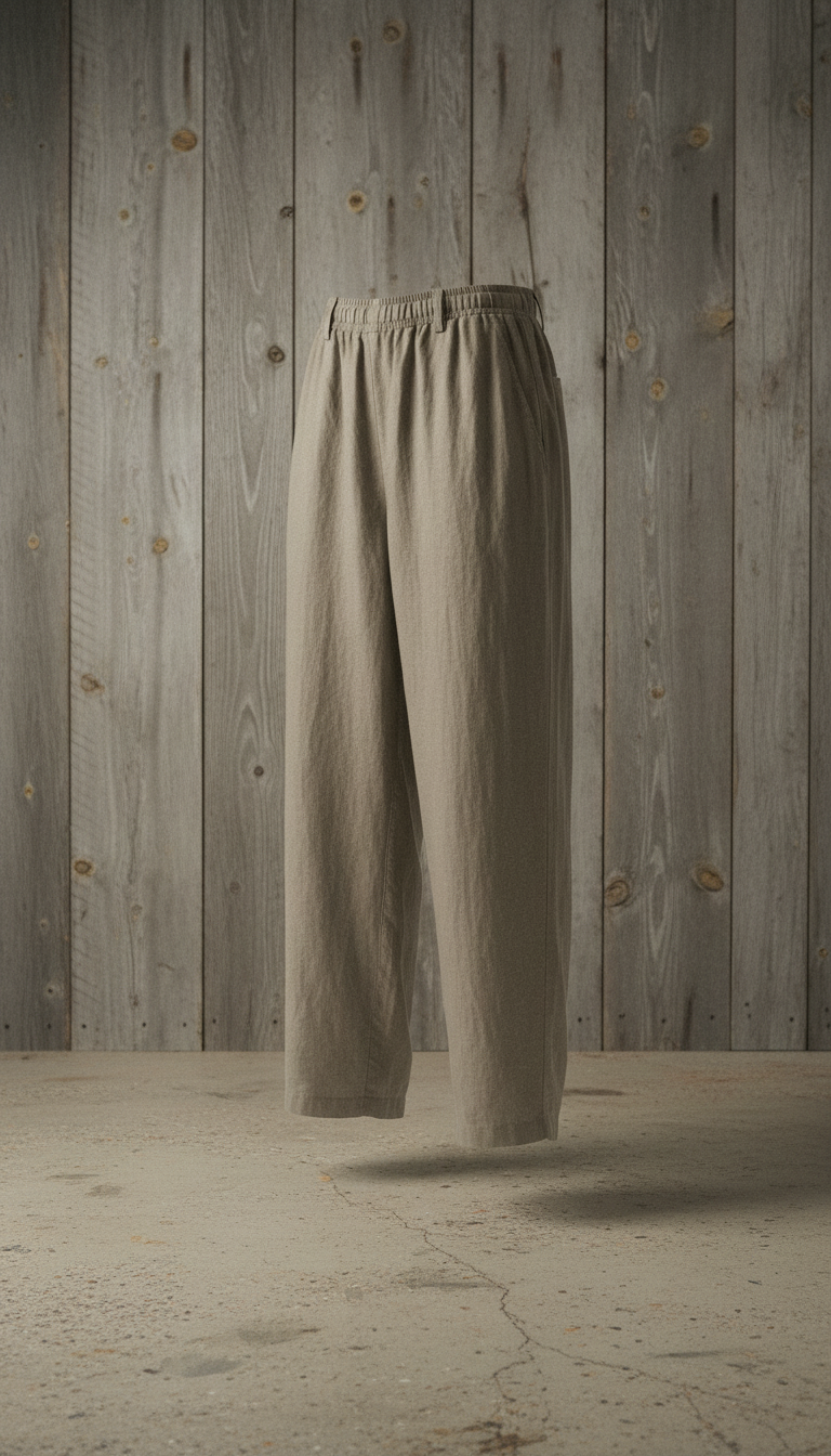 Relaxed Fit Linen Pants in Taupe — view 2