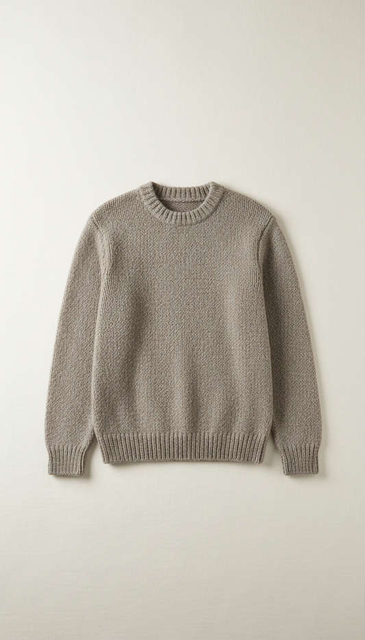 Wool Crewneck Sweater in Taupe