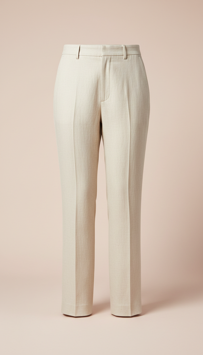 Tailored Linen Trousers in Cream