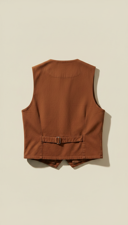 Saddle Cotton Vest in Brown — view 2