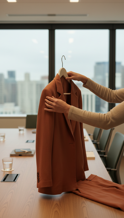 Summer Suiting Set in Terracotta — view 3