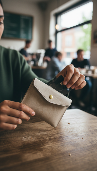 Leather Card Pouch in Stone — view 3