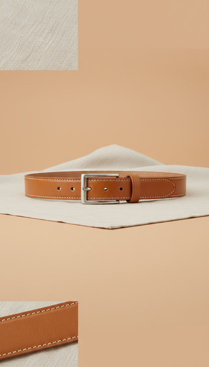 Minimalist Leather Belt with Matte Buckle