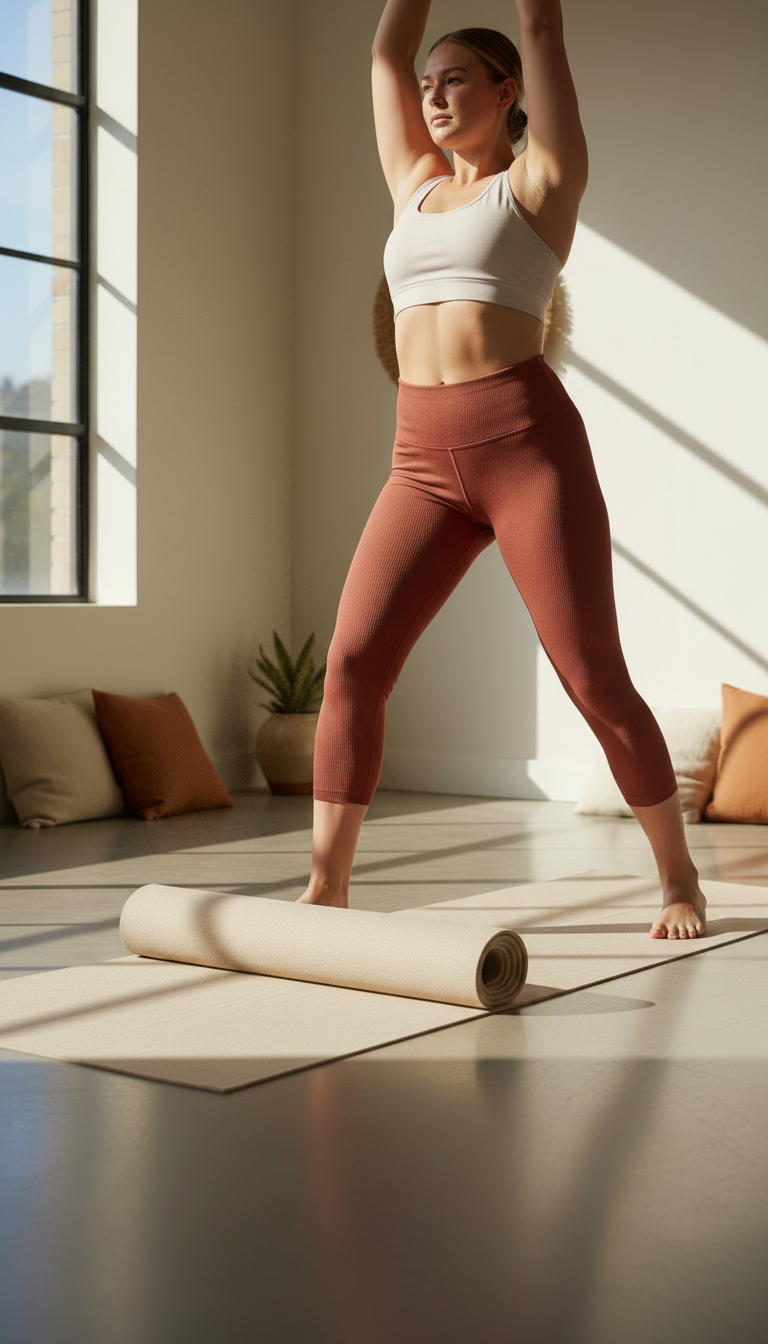 Earth 3/4 Leggings in Red — view 3