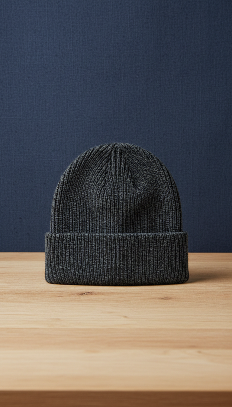 Cotton Blend Beanie in Slate Gray — view 2