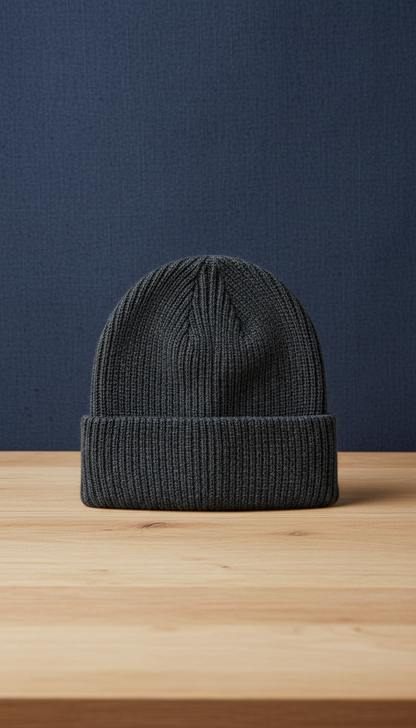 Cotton Blend Beanie in Slate Gray — view 2