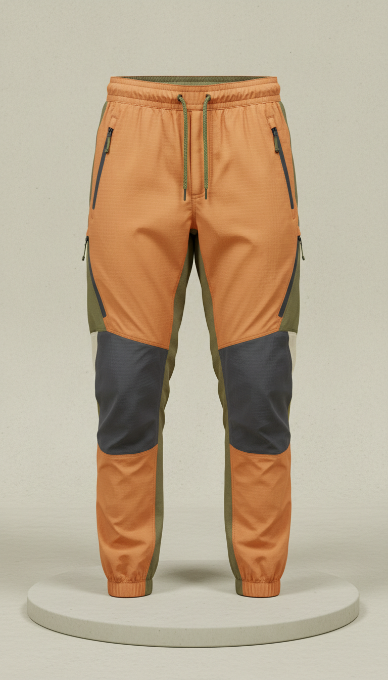 Muted Technical Joggers in Orange