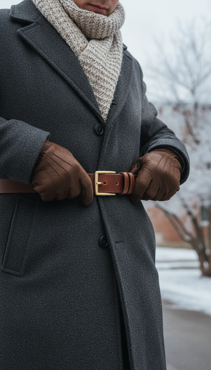 Full-grain Leather Work Belt with Buckle in Gold — view 3