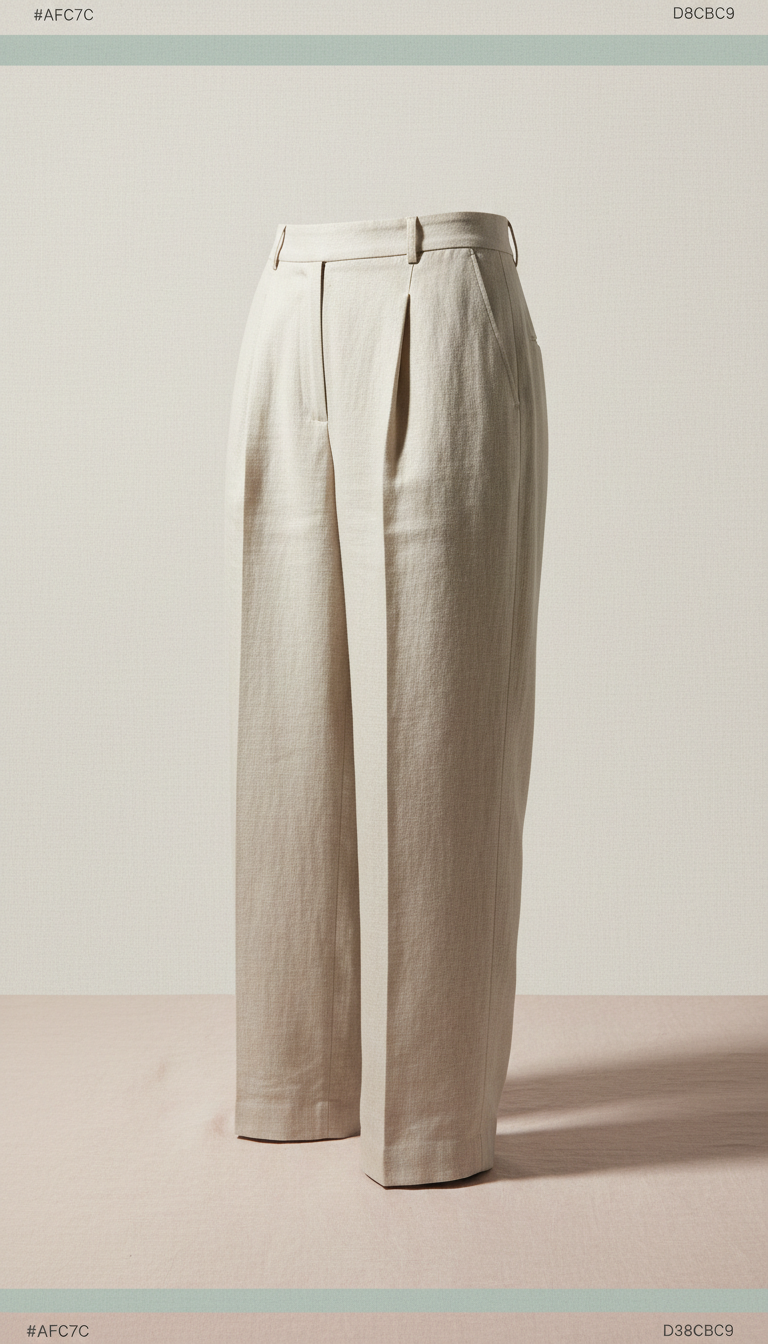 Linen Tailored Pants in Oat