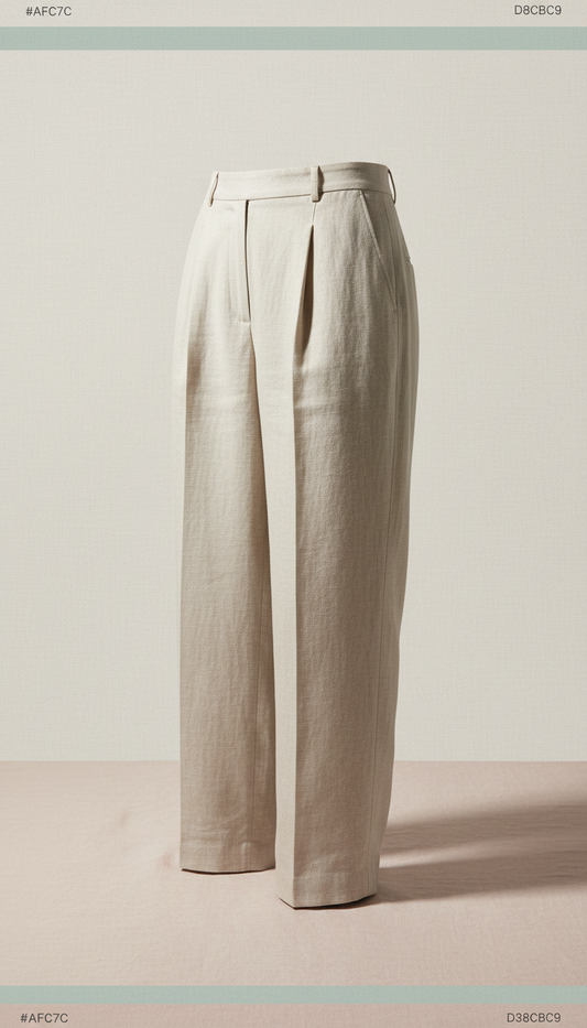 Linen Tailored Pants in Oat