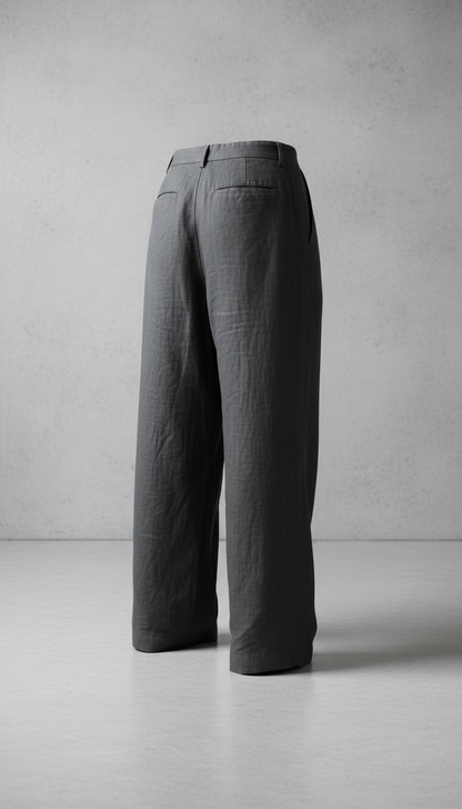 Linen Trousers in Graphite Gray — view 2