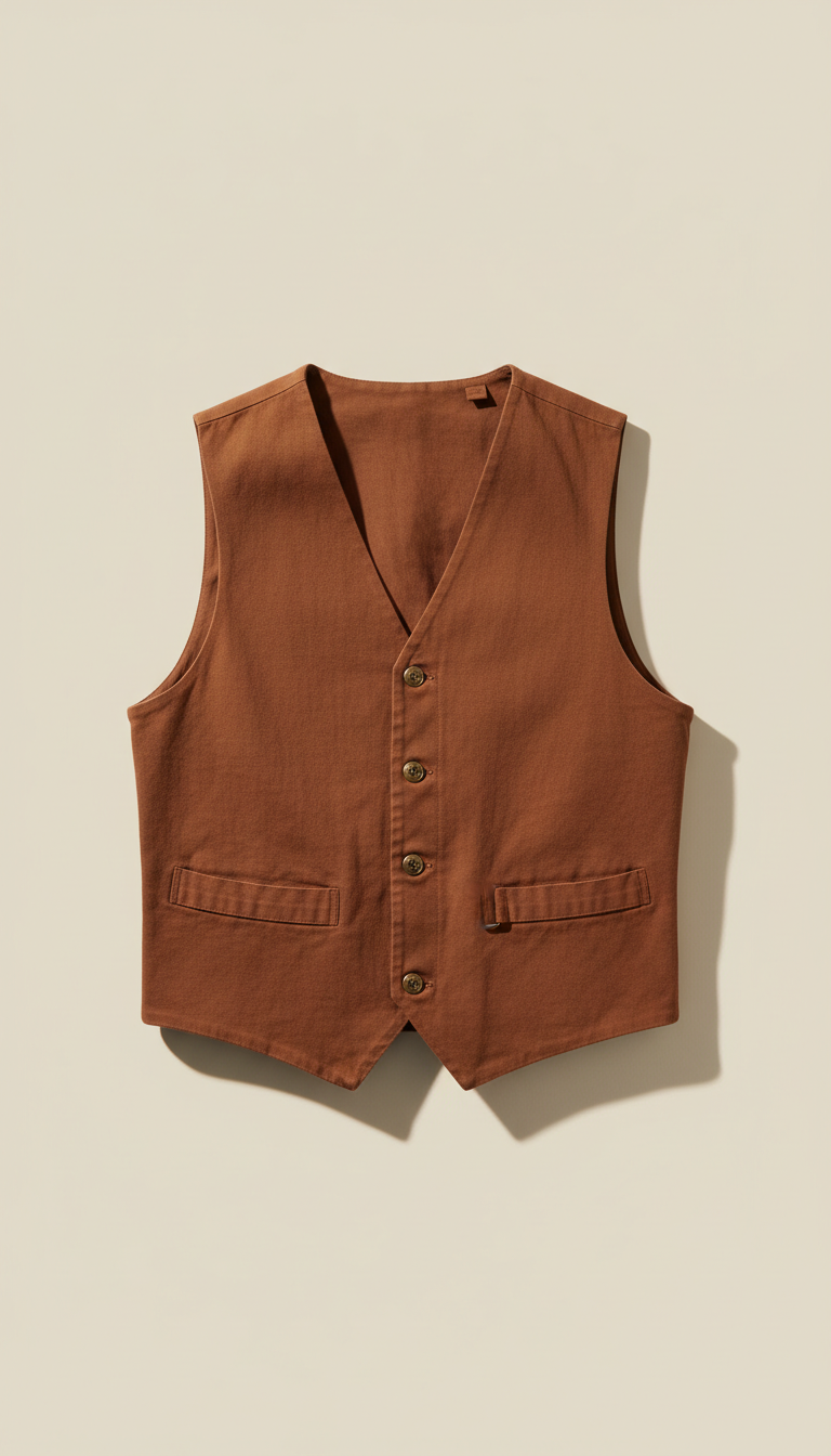 Saddle Cotton Vest in Brown