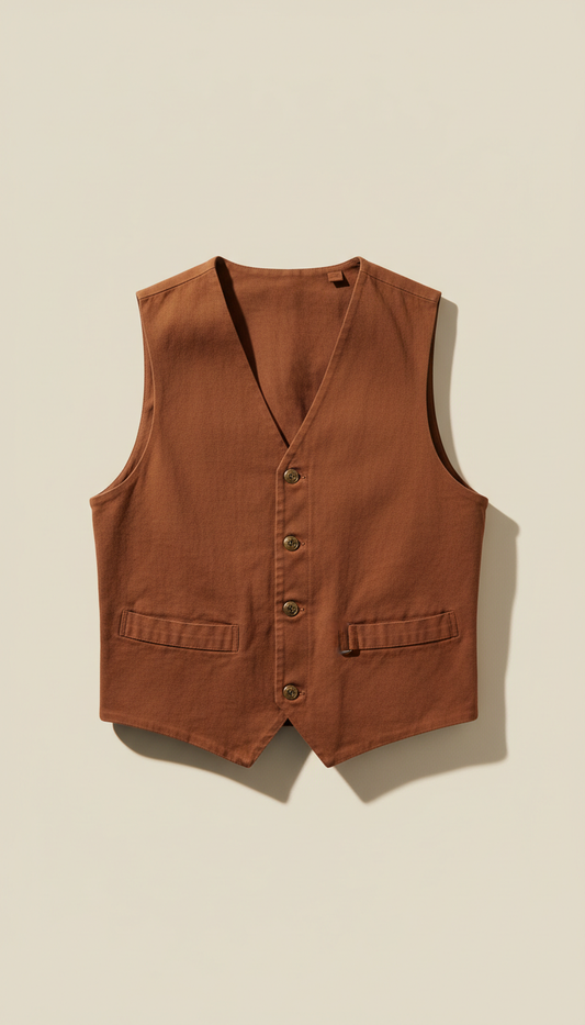 Saddle Cotton Vest in Brown