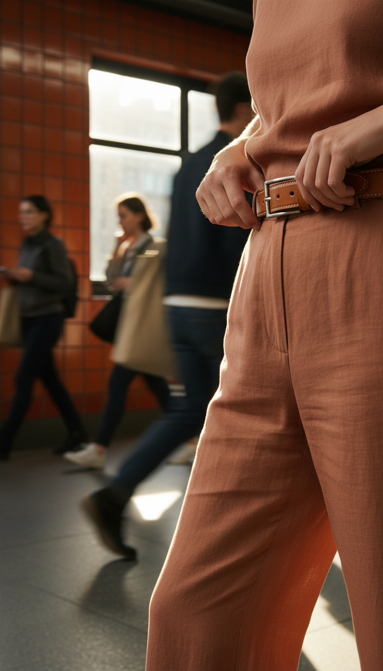 Minimalist Leather Belt with Matte Buckle — view 3