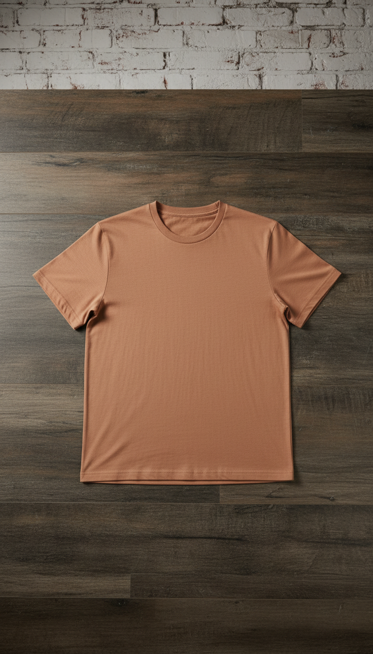 Poly-cotton Blend T-Shirt in Terracotta Tan — view 2
